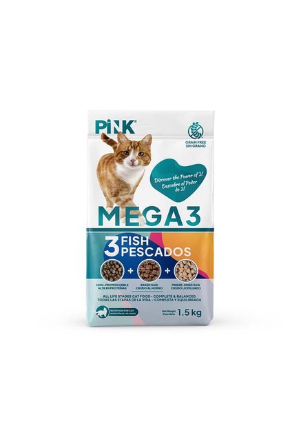Grain-Free Cat Food - Triple- Kibble & Freeze-Dried & Air-Dried Raw - All Life Stages Cat Food - 1.5kg (Salmon & Cod & White Fish)
