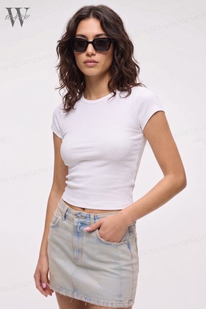 Women's Round Neck Watermelon Sleeve Lycra Fabric Body T-Shirt Summer