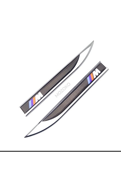 Yüksek Kaliteli BMW M Logolu 3D Metal Krom Çamurluk Üstü Yan Amblem Seti – 2 Adet