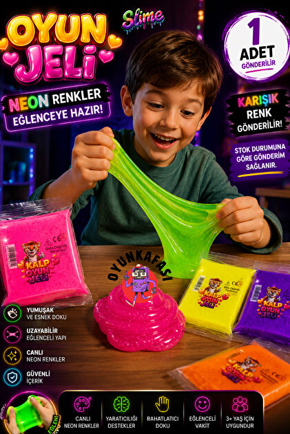 OYUNKAFASI Neon Oyun Jeli Slime Oyuncak Karışık Renk Gönderilir