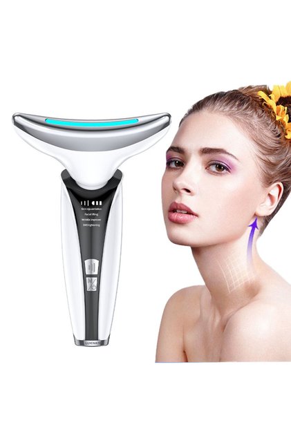 Dispozitiv Facial Multifunctional, Ingrijire Fata, Gat si Decolteu, Reducerea Ridurilor, Lifting Facial, Masaj Facial, Terapie cu Fotoni si Vibromasaj, Stimulare EMS, Efect Anti-imbatranire,B 750 mAh,