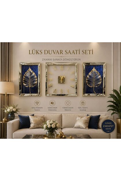 lüks duvar saati & tablo seti