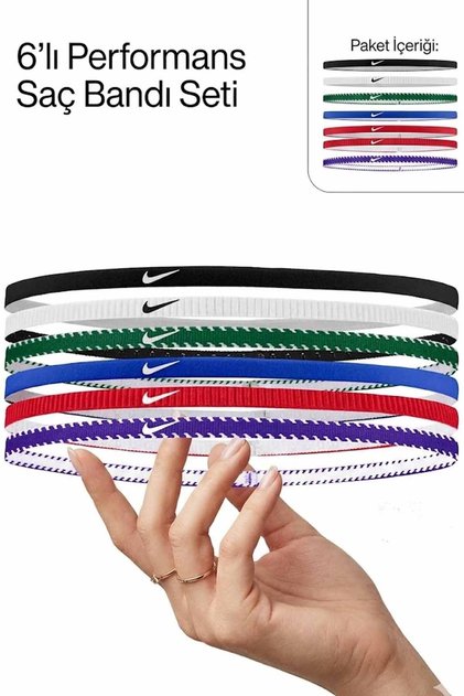 İnce Sporcu Saç Bandı 6'li Paket Set - Kaymaz Silikonlu Tenis, Fitness ve Koşu Bandı