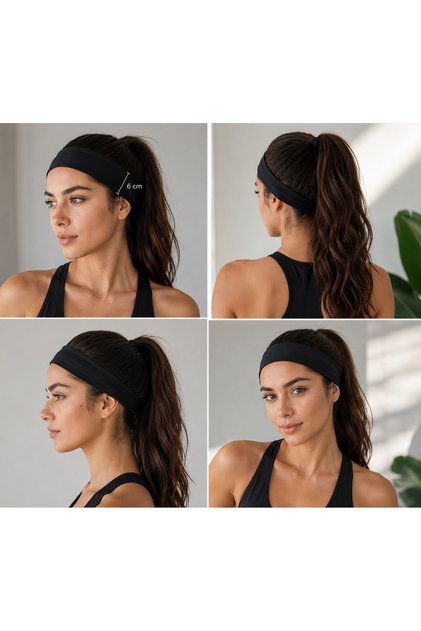 Black Stretchy Bandana Hair Band Yoga Pilates Hair Accessory