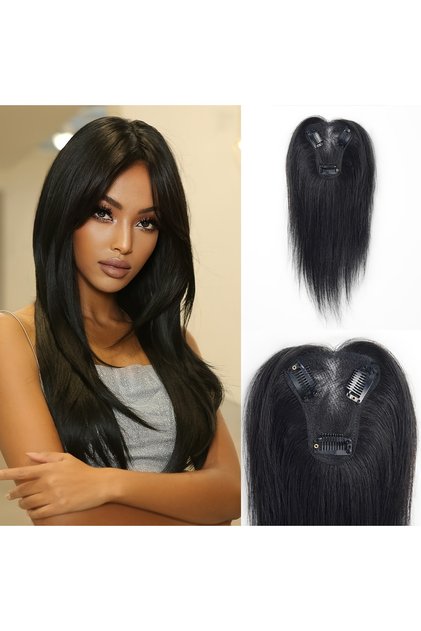 Super Light Nature Hair Toppers for Women ,Real Human Hair Pieces for Lady with Thinning ,grey Hair, Hair Patch with Bangs Clip in ,Increasing Hair volume.