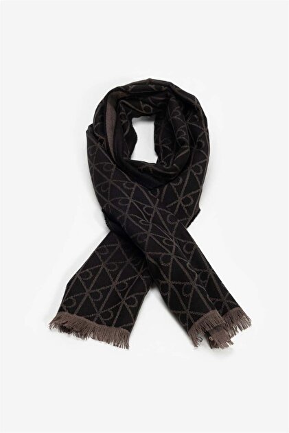 Emblem Tonal Wool Erkek Gri Atkı