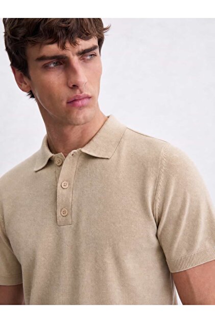 Rupert Bej Kısa Kollu Polo Yaka T-shirt SS7257
