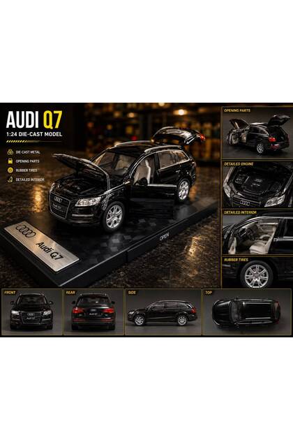 scntoys 1:26 Ölçek Audi Q7 Jip Diecast Model Araba Siyah Audi Q7
