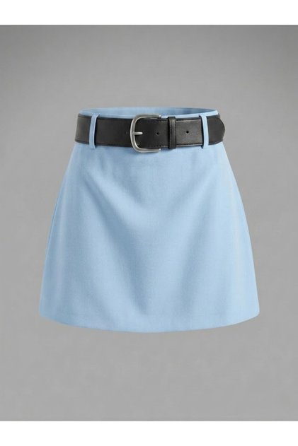 Fustă mini de damă cu curea și detalii, cu pantaloni scurți