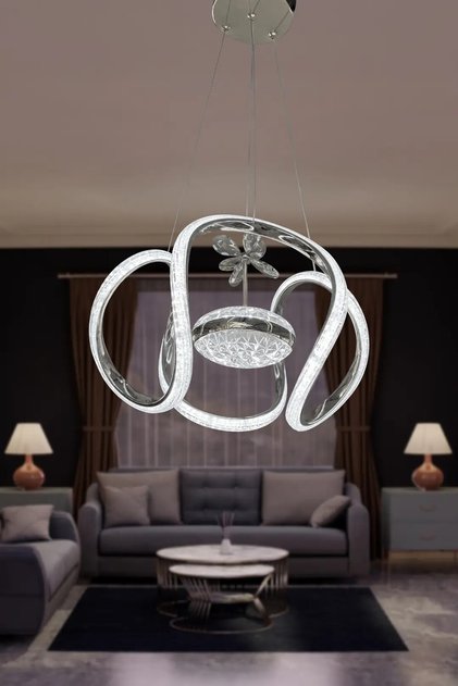 BADEM KRİSTAL SİLİKONLU ÇİFT YÖNLÜ TEK TOP KUMANDALI GECE MODLU AVİZE