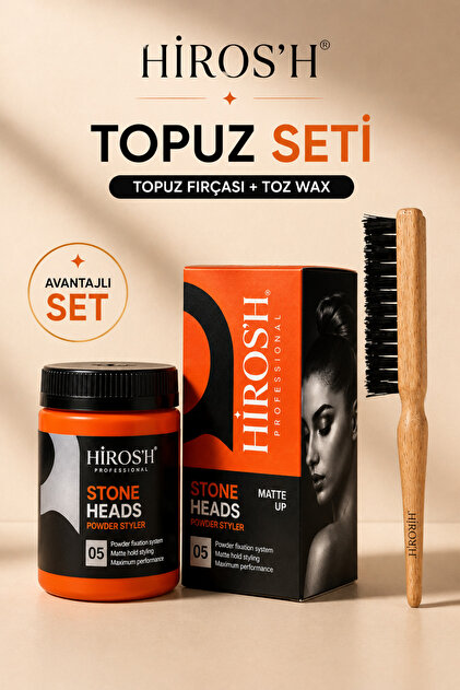 HİROS'H Profesyonel Topuz Fırçası Ve Saç Şekillendirici Toz Wax