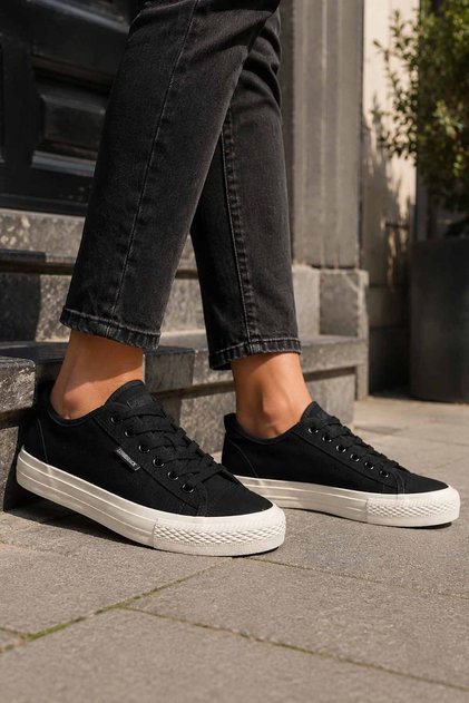 Women's Black Canvas Casual Shoes Sneaker