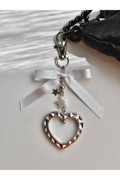Heart-shaped bow fairycore coquette aesthetic bag charm and keychain