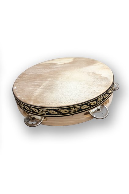 AHŞAP KASNAK ZİLLİ DERİ DEF - 24 CM.