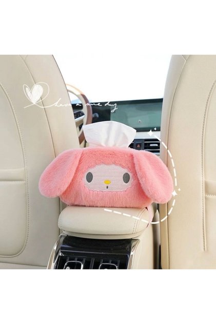 Cute Plush Tabletop Car Napkin Holder, Compatible with Car Armrest and Headrest, Figured Napkin Box, Car Interior Accessory Organizer, Maskot-Style Elastic Napkin Holder Box, Napkin Gift
