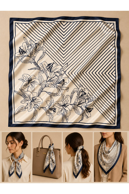 وشاح نسائي منقوش (50x50)