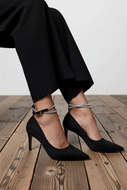 Women's Thin Heeled Pointed Toe Stiletto Shoes with Ankle Strap, Daily Comfortable, Modern and Stylish