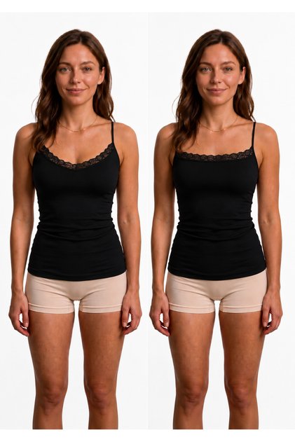 Women's Double-Sided Lace Rope Strap Undershirt 95% Bamboo 5% Elastane Soft Flexible Undergarment S-2Xl