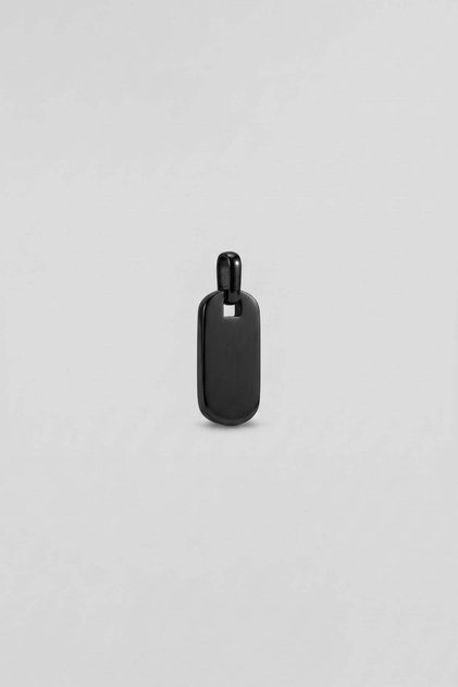Unisex Oval Cornered Plate Steel Pendant Black