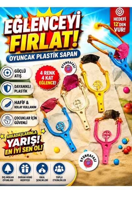 Oyuncak Plastik Sapan Hedef Oyunu | 4 Renk Karışık | Çocuklar İçin Eğlenceli Dış Mekan Atış Oyuncağı