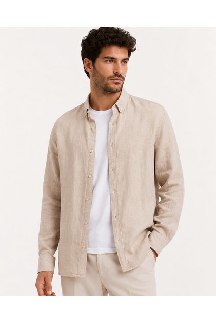 Men's 100% Cotton Long Sleeve Button down Collar Shirt
