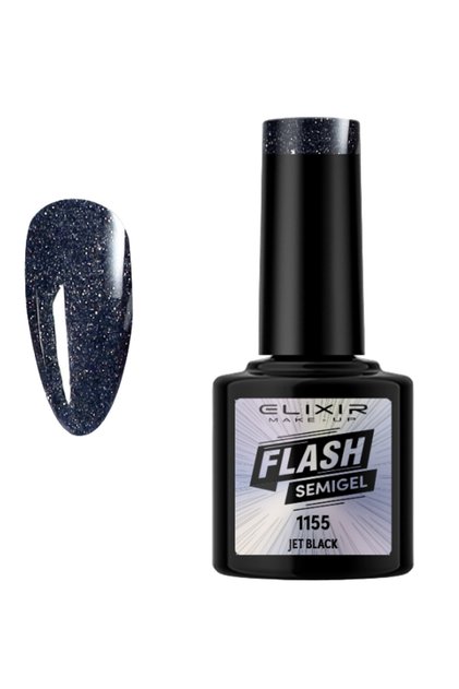 FLASH SEMI GEL (ΗΜΙΜΟΝΙΜΟ BΕΡΝΙΚΙ) - 1155 (JET Black) 8ML