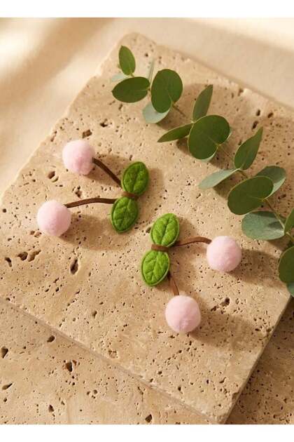 Hairless Baby Hairpin, Pink Green Double Cherry Figured Hairless Baby Hairpin
