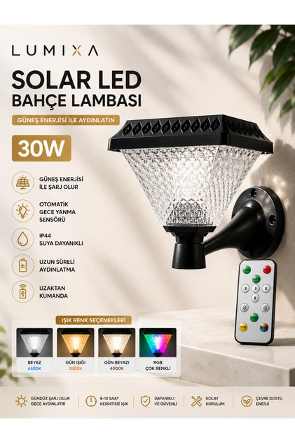 30 W SET ÜSTÜ GÜNEŞ ENERJİLİ SOLAR APLİK MODELLERİ 1 ADET