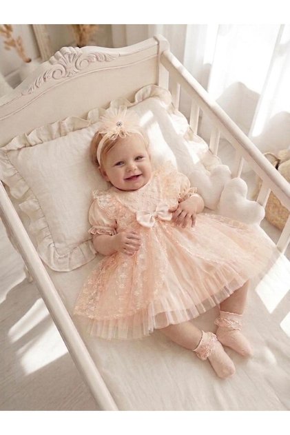 Baby Girl Mevlütlük Summer Dress Bandana Lace Newborn 100% Cotton Hospital Release Wedding Dress Evening Dress 4033K