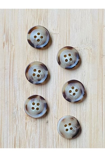Damarlı polyester düğme 14 mm 6 adet