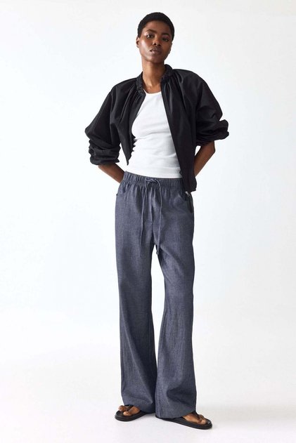 Straight drawstring trousers