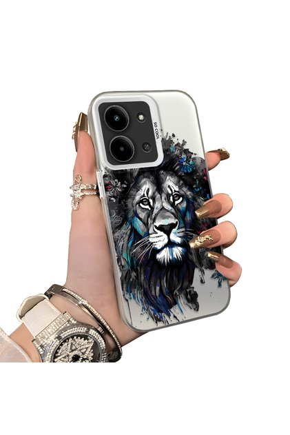 Redmi 15C 5g Compatible Silicone Edge Hard Back Case Couple Phone Case Lion Pattern