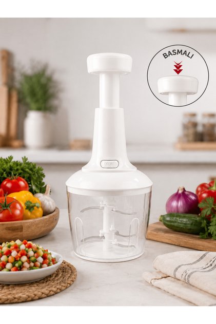 5-Blade Stainless Steel Hand Rondo Press-Type Vegetable and Fruit Chopper with Transparent Bowl