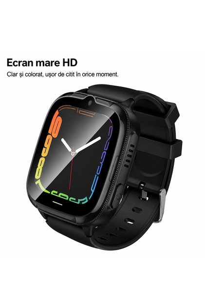 Smartwatch pentru Copii HOCO Y106 4G – Apeluri Video, GPS, Nano SIM, Ecran 1.83", Curea Sport – Negru