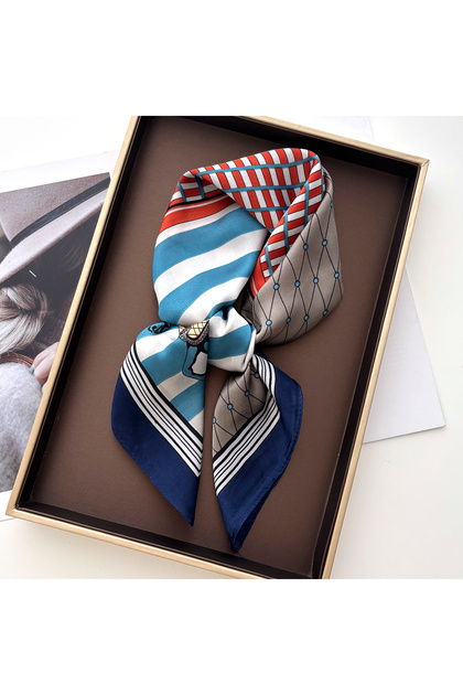 FJ928-4-1 Luxury Square Scarf For Women 70*70cm Soft Neck Shawl Warp Elegant Neckerchief Ladies Band