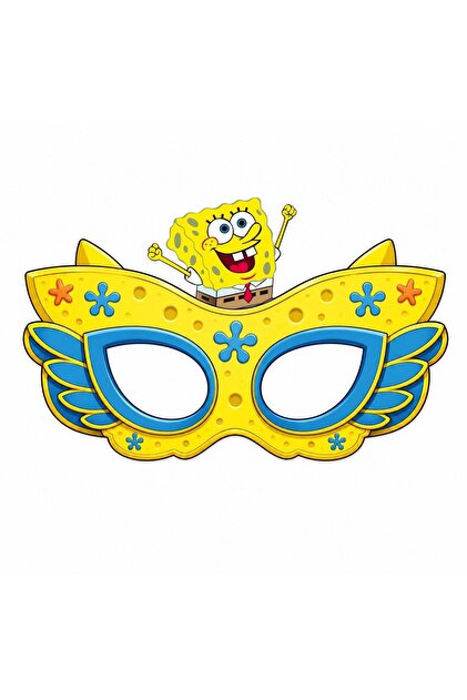 Sünger Bob Karton Parti Maskesi 6 Adet