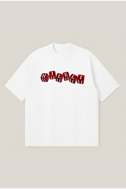 Manifest Cheated Dice Printed Oversize Boxy Cut Unisex 100% Cotton Printed Tshirt