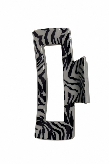 Zebra Patterned Rectangular Large Size Hair Clip