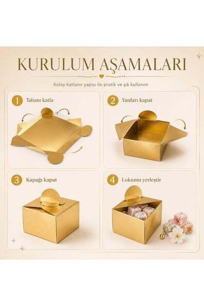 25 Pieces Gold Silver Turkish Delight Box | Promise Engagement Wedding Mawlid Gift Cardboard Turkish Delight Box | Premium Gold Silver