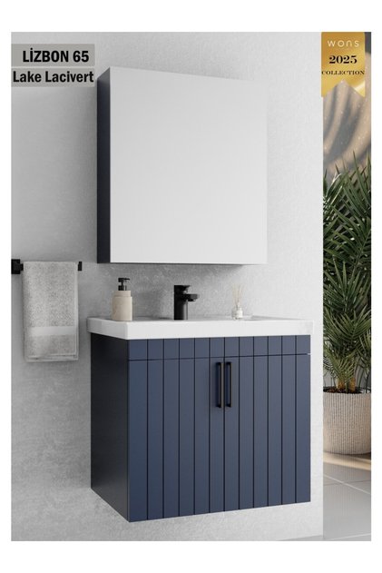 Lizbon 65 cm Lake Lacivert Banyo Dolabı