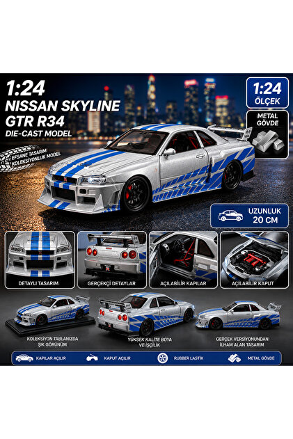 Cici Oyuncak Fast & Furious Brian O'Conner 2002 Nissan Skyline GT
