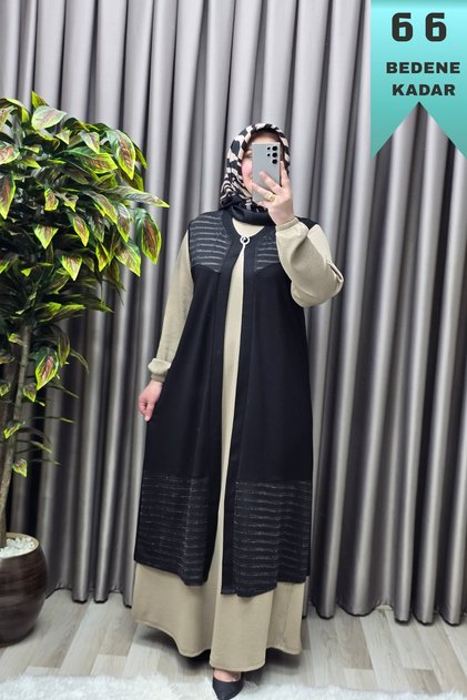 Women's Clothing Plus Size Bronched Transparent Stoned Long Vest