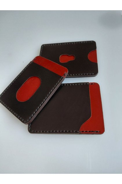 Genuine Leather Brown Black Three-Piece Men's Card Holder & Wallet