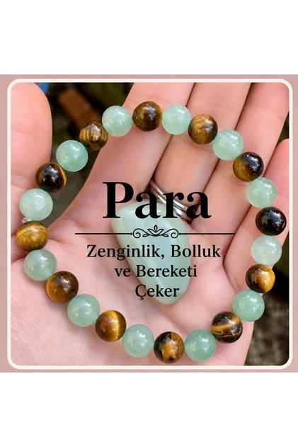 Set of 2 Para Natural Stone Bracelets 8 mm – Tiger's Eye & Green Aventurine | Riches and Abundance Themed | Certified