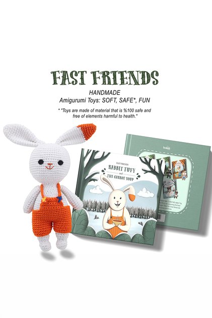 Fast Friends Rabbit Tufy İngilizce Hikaye, Etkinlik Kitabı ve Amigurumi Oyuncak