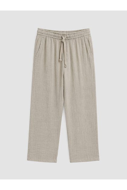 Gray Loose Fit Men's Muslin Trousers