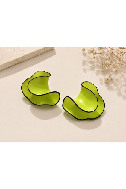 Green Big Dangle Xuping Earrings with Black Detail Wave Model