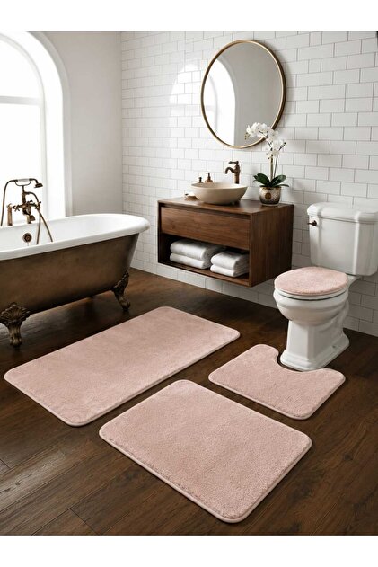 Banyo Paspası 4 Lü Klozet Takımı Peluş Büyük Boy Banyo Paspas Takımı 60x100/50x80/50x54/40x46
