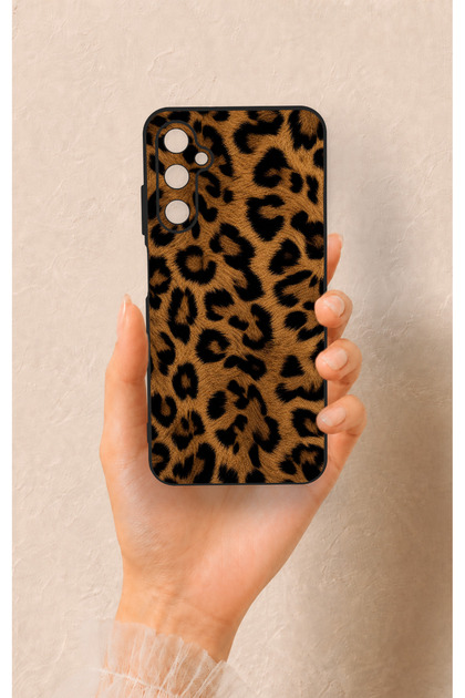 Samsung A05S Compatible Dark Leopard Leather Patterned Silicone Case
