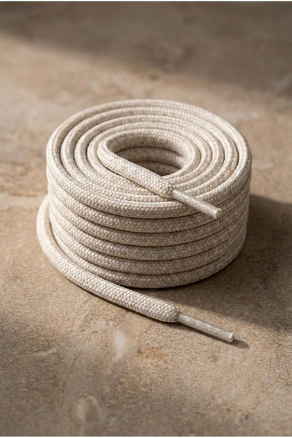 Bej Beyaz Benekli Örgü Ayakkabı Bağcığı 120 cm